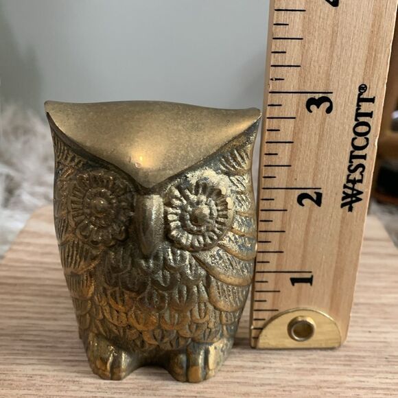 Vintage MCM Style Set Of 3 Brass Owls Figures Made In Korea - Picture 5 of 17